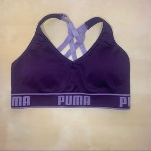 Puma Purple Sports Bra Criss-Cross Back
